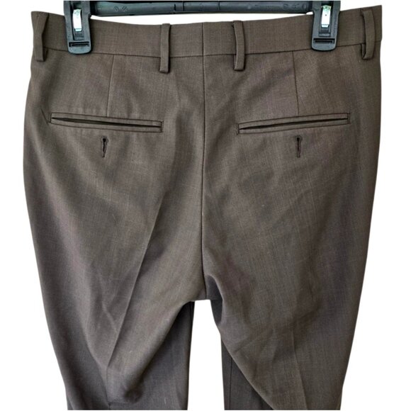 Haggar Premium Comfort Dress Pants Men's 30x30 Brown Slim Fit Flat Front - Picture 3 of 8